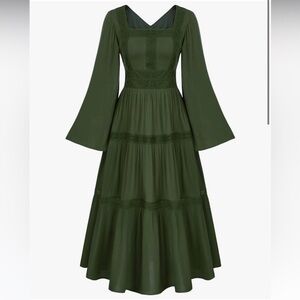 Scarlet Darkness Green Peasant Pirate Renaissance Dress